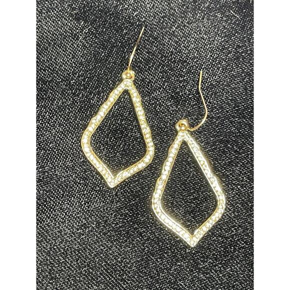 2” Earrings Crystal CZ Gold Drop Dangle Open Kendra Scott Sophee STYLE S21 - Picture 5 of 6